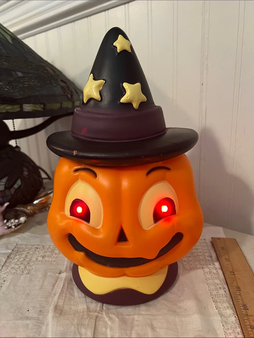 Pumpkin with witch hat Halloween blow mold